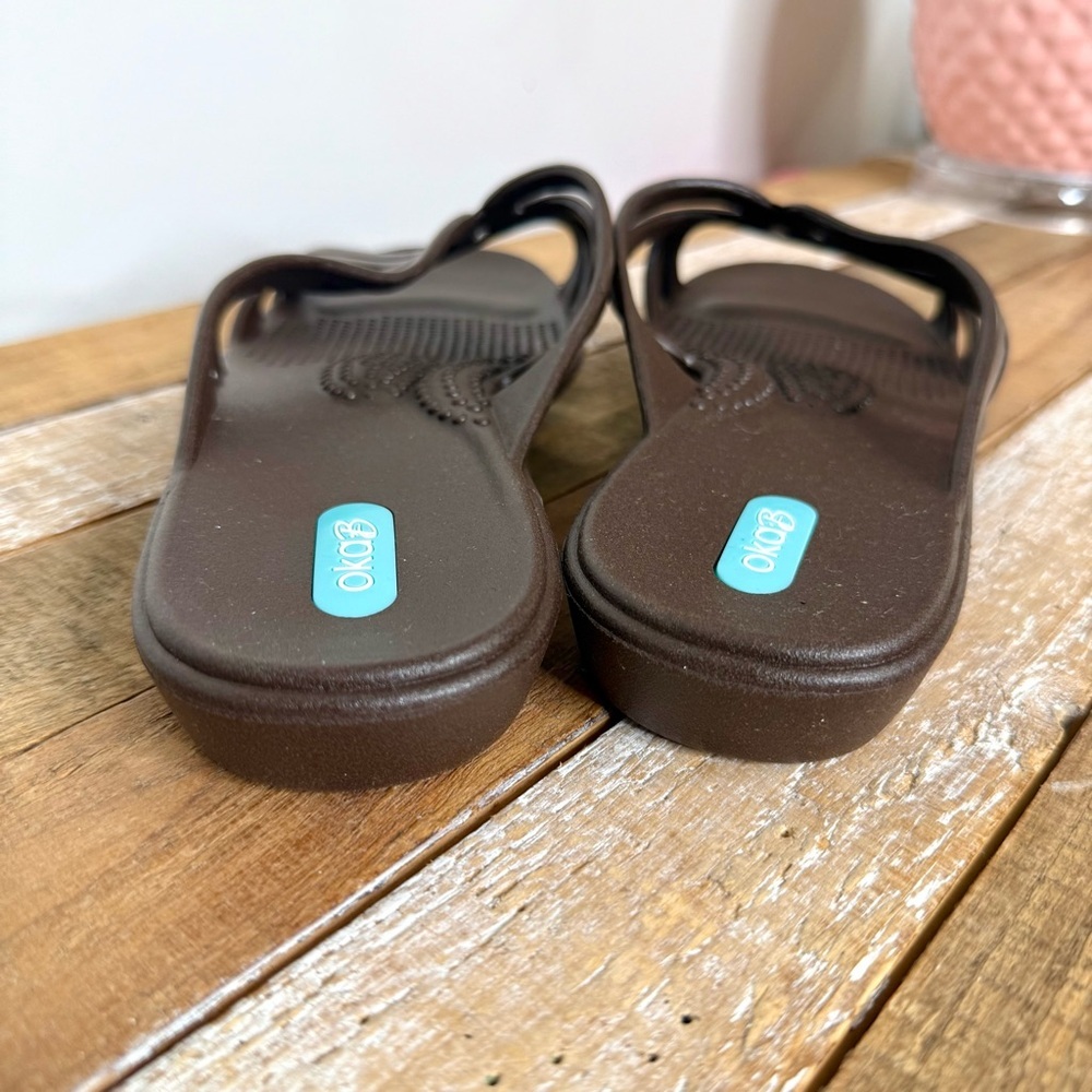 OKA b. Women's Brown Slide Slip on  Waterproof Sandals Size Large - Picture 6 of 12